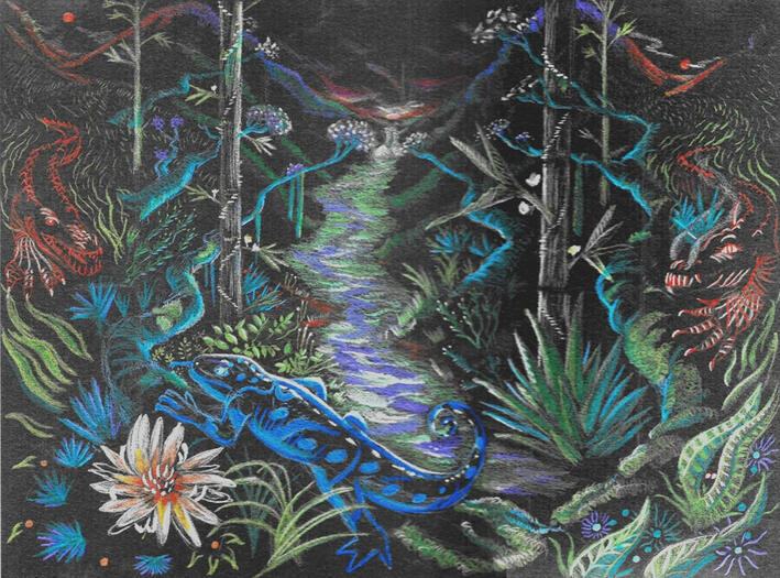 Frightful Ascension - colored pencil on paper