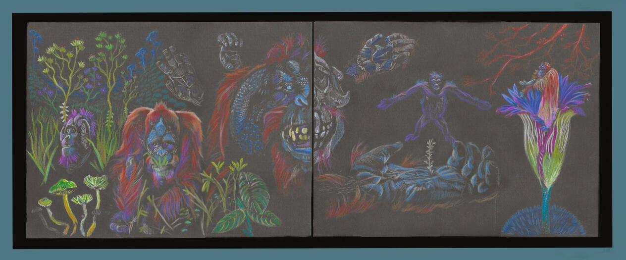 Monk Mind - colored pencil on paper